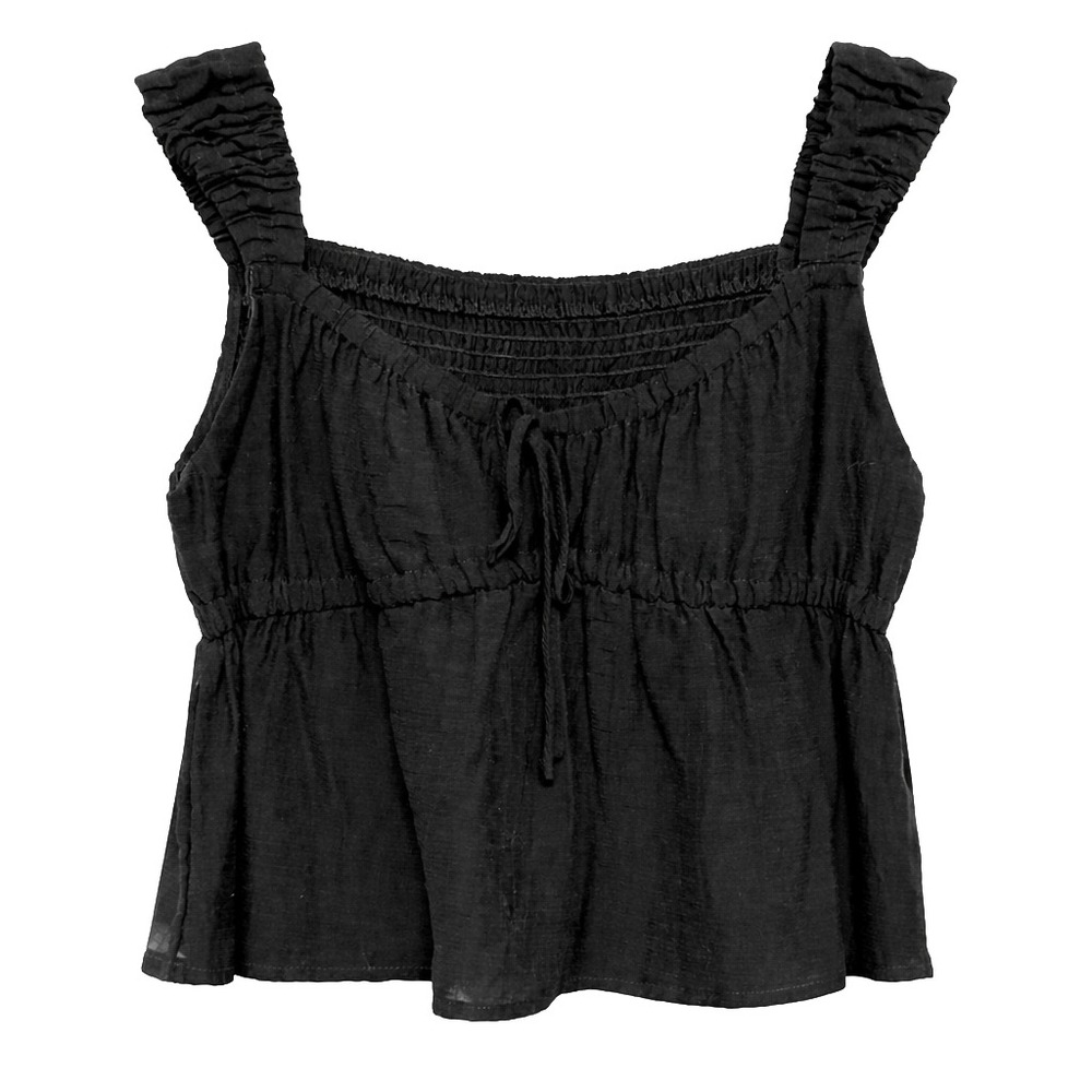Lotus Lavender Smocked Peplum Tank Top Womens‎ XL Black Ruched Flowy Cottagecore